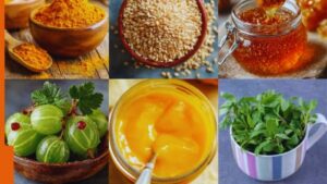 Ayurvedic ingredients, benefits of turmeric, sesame seeds for health, Amla for immunity, ghee benefits, honey in Ayurveda, Tulsi uses, barley for weight loss, natural healing, Ayurvedic remedies.